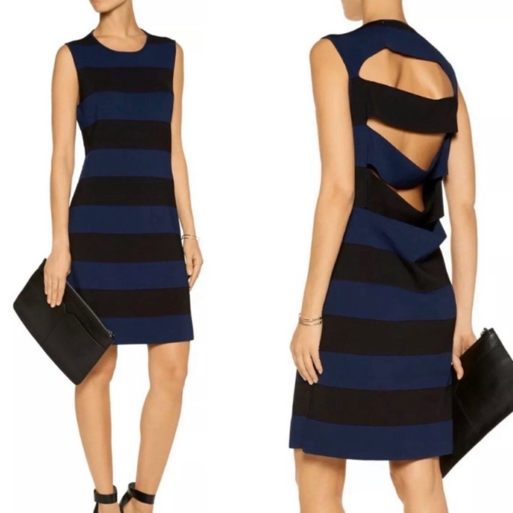 10 Crosby Derek Lam Blue and Black Striped Mini Dress